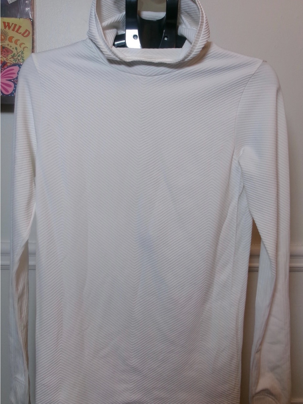 Athleta Flurry Scuba Hoodie White Textured Long Sleeve Size M